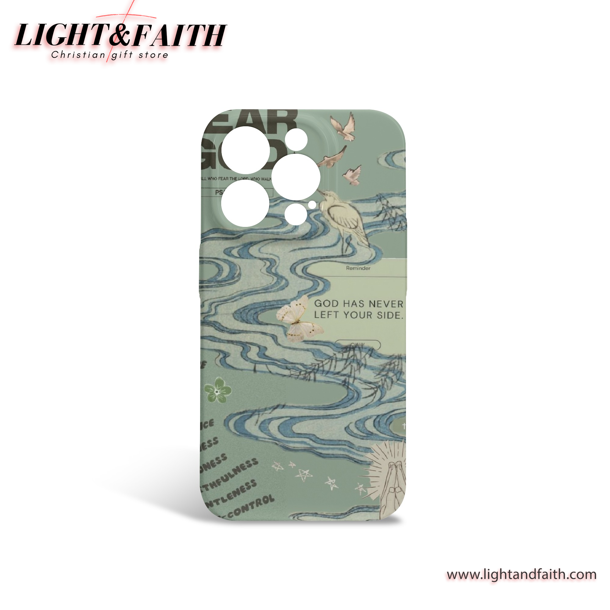 Christian Encouragement Phone Case – Faith River Illustration & God’s Presence Quote, Christian Phone Case, Bible Verse Phone Case, Religious Gift, PCLAF50